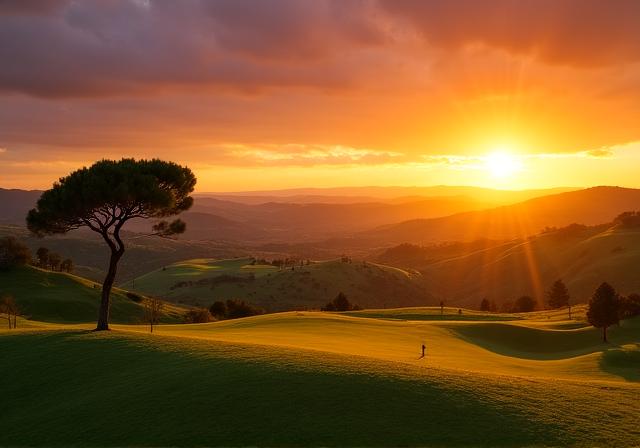 Colline romane al tramonto viste dal club