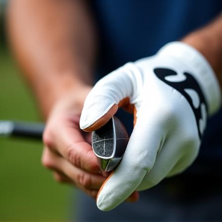 Dettaglio delle mani di un golfista che stringe la mazza correttamente